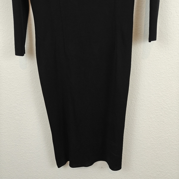Exclusively MISOOK Knee Length Black Acrylic 3/4 Sleeve Cowl Neck Dress Size XS - Picture 10 of 13